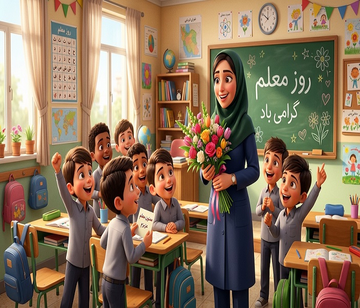 معلم عزیز، تو چراغی هستی که با نور دانایی‌ات مسیر زندگی ما را روشن کردی؛ روزت مبارک و بودنت برکت راه ماست.